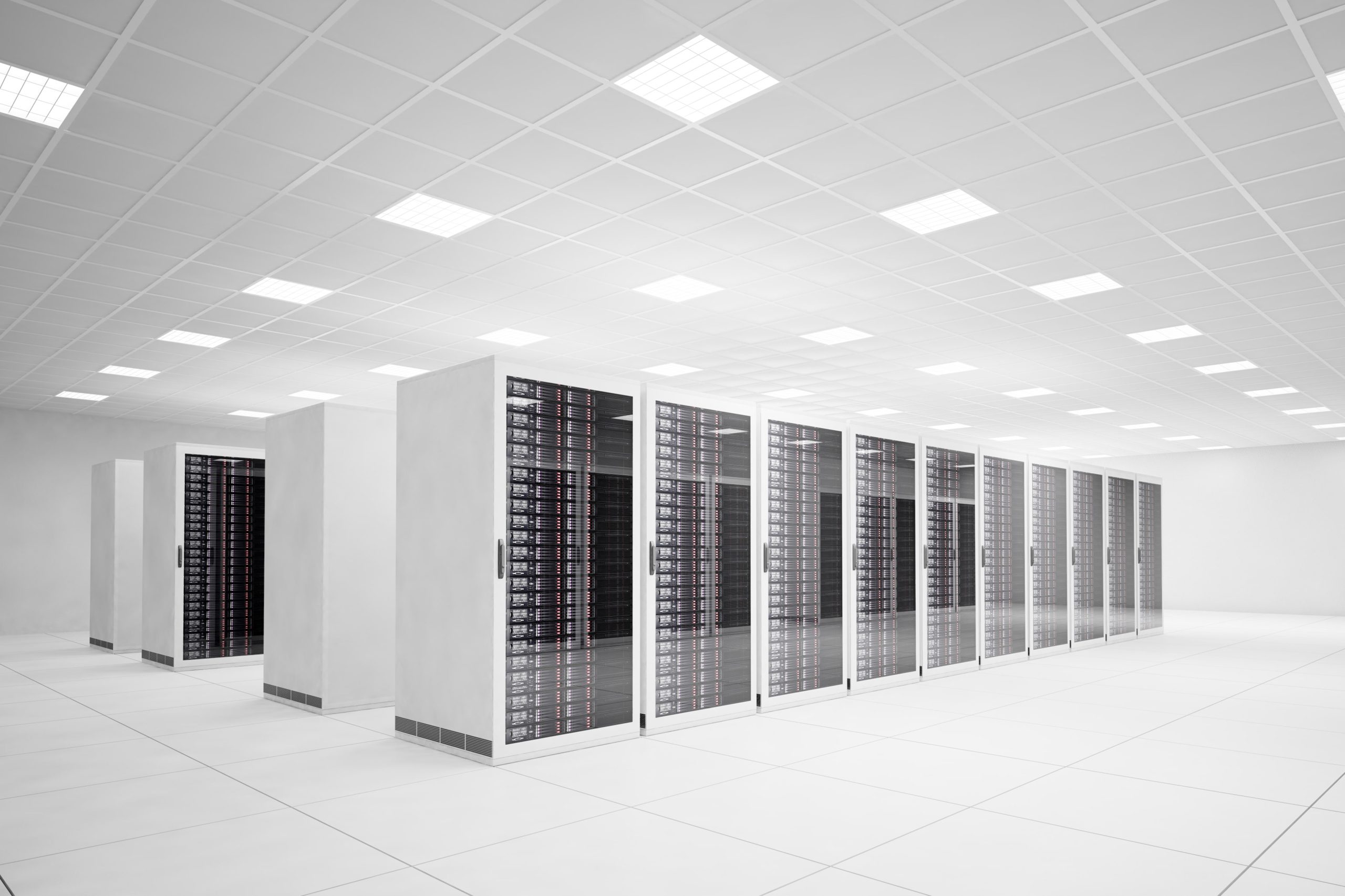 Data Centre with 4 rows of server