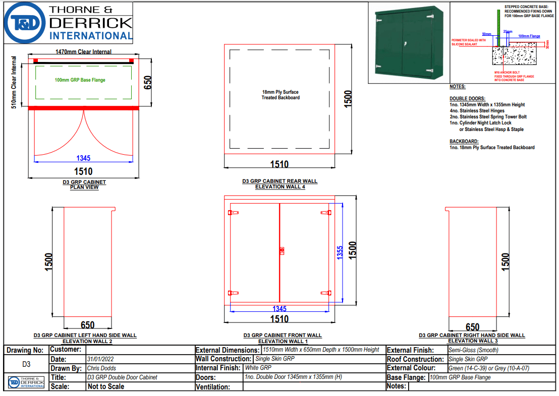 D3 Feeder Pillar | Double Door | GRP D3 Feeder Pillar | Double Door | GRP