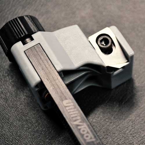 Recessed blade assures safety & is easily replaced.