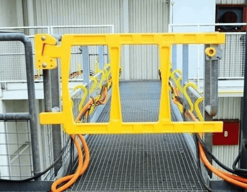 Dropped Object Prevention Equipment | Safety gate, s-hooks and cable guards keep workspace tidy Safety gate, s-hooks and cable guards keep workspace tidy