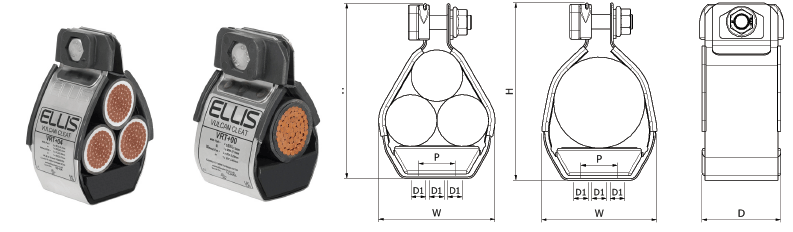 Vulcan+ Single or Trefoil Cable Cleat Dimensions