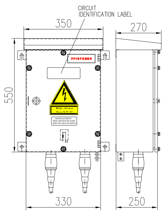 Earthing Link Box with SVL - LBM 1S, 2S, 3S Types Technical Drawing Earthing Link Box with SVL - LBM 1S, 2S, 3S Types Technical Drawing