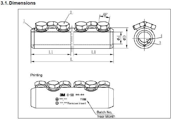 3M C-SB Shear Bolt Connectors Dimensions 3M C-SB Shear Bolt Connectors Dimensions