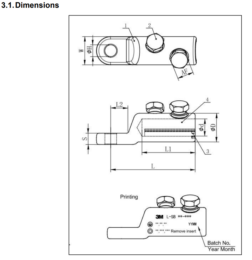 3M Shear Lugs L-SB Dimensions 3M Shear Lugs L-SB Dimensions