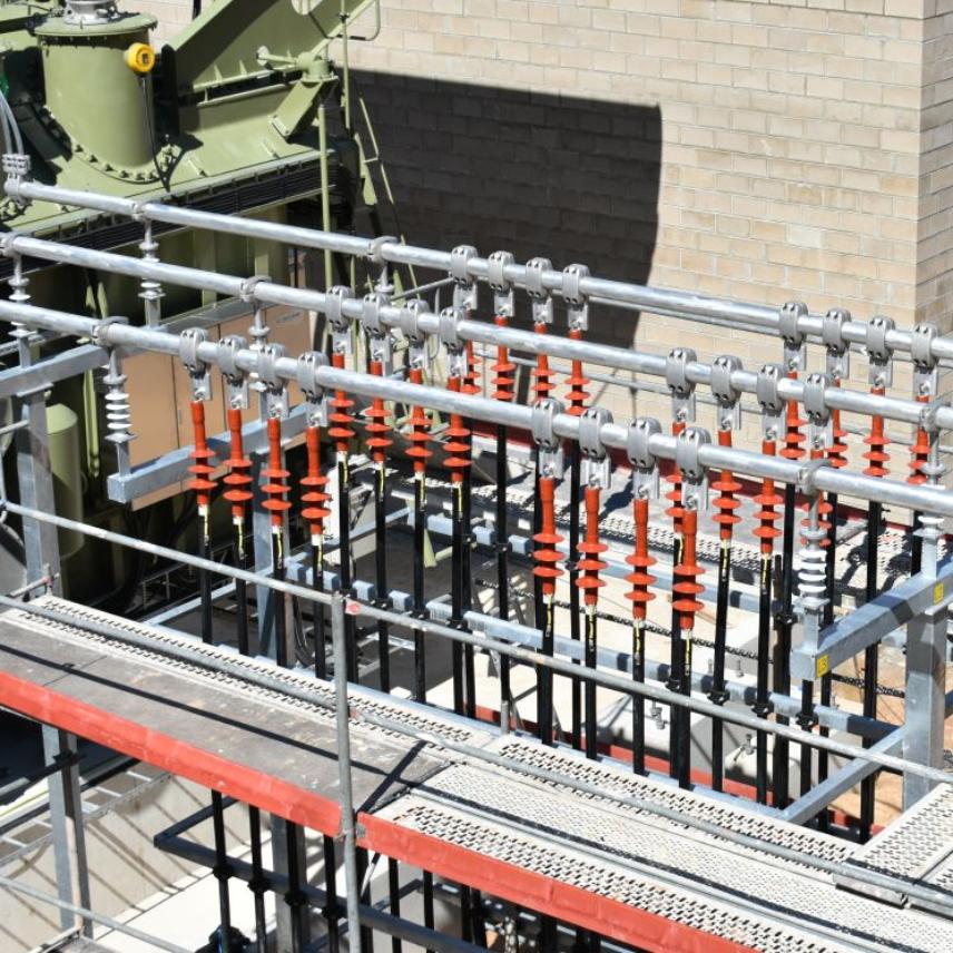 Heat shrink MV cable termination installed on power cable